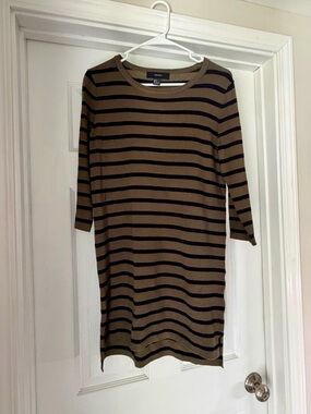 F21 Striped olive & Black Women’s sweater Dress